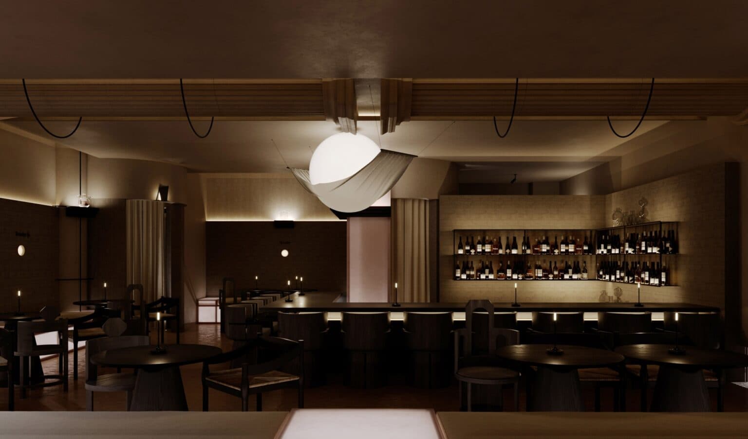N·Tender Bar в Сиане: где стекло и свет танцуют в жидких формах — Фото 3