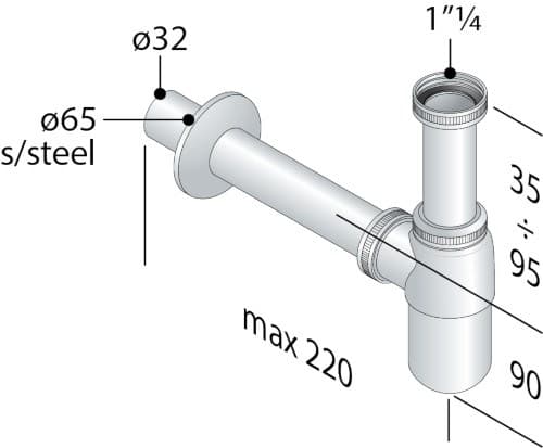 OMP 19.211.5 - Хромированный латунный сифон — 2