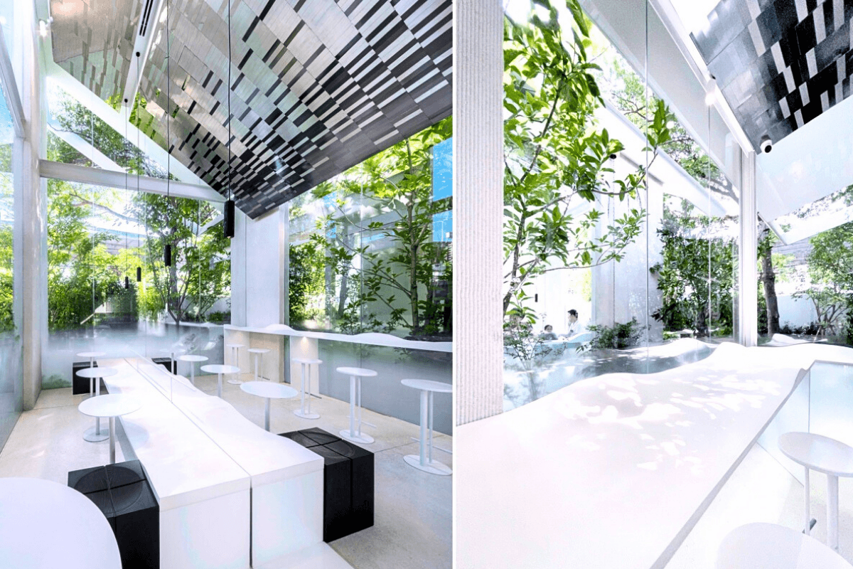 Кофейня «Nana Coffee Roasters», спроектированная бюроIDIN Architects, расположена в густонаселенном районе Бангна, Бангкок. Её основная цель — не ошеломить посетителя, а перенести его из городской суеты в спокойное и гармоничное пространство, где в центре внимания оказываются природа и сам кофе. Кофейня «Nana Coffee Roasters», спроектированная бюроIDIN Architects, расположена в густонаселенном районе Бангна, Бангкок. Её основная цель — не ошеломить посетителя, а перенести его из городской суеты в спокойное и гармоничное пространство, где в центре внимания оказываются природа и сам кофе.