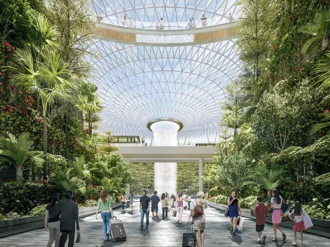 Центральным элементом сингапурского аэропорта Jewel Changi, спроектированного архитектурной фирмой Моше Сафди (Moshe Safdie’s) станет самый высокий в мире искусственный 40-метровый крытый водопад. Центральным элементом сингапурского аэропорта Jewel Changi, спроектированного архитектурной фирмой Моше Сафди (Moshe Safdie’s) станет самый высокий в мире искусственный 40-метровый крытый водопад.