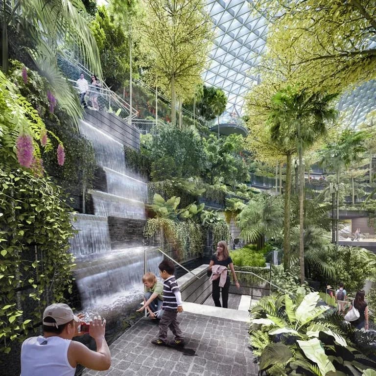 Центральным элементом сингапурского аэропорта Jewel Changi, спроектированного архитектурной фирмой Моше Сафди (Moshe Safdie’s) станет самый высокий в мире искусственный 40-метровый крытый водопад. Центральным элементом сингапурского аэропорта Jewel Changi, спроектированного архитектурной фирмой Моше Сафди (Moshe Safdie’s) станет самый высокий в мире искусственный 40-метровый крытый водопад.