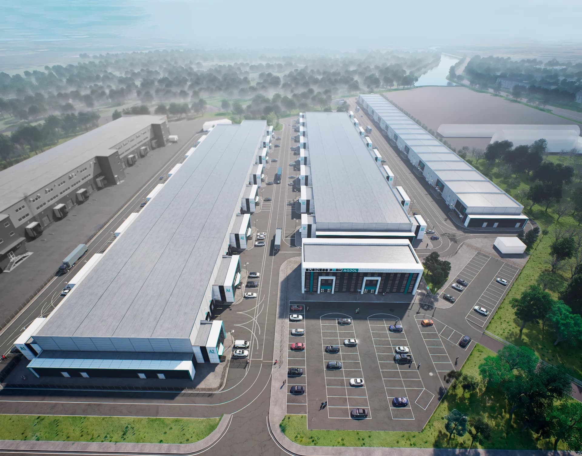 Масштаб территории Business Park AQJOL в 10 га позволяет разместить 79 автономных блоков общей площадью 45 000 квадратных метров, формируя организованную альтернативу стихийным промзонам. (Рендер: Cred Group) Масштаб территории Business Park AQJOL в 10 га позволяет разместить 79 автономных блоков общей площадью 45 000 квадратных метров, формируя организованную альтернативу стихийным промзонам. (Рендер: Cred Group)