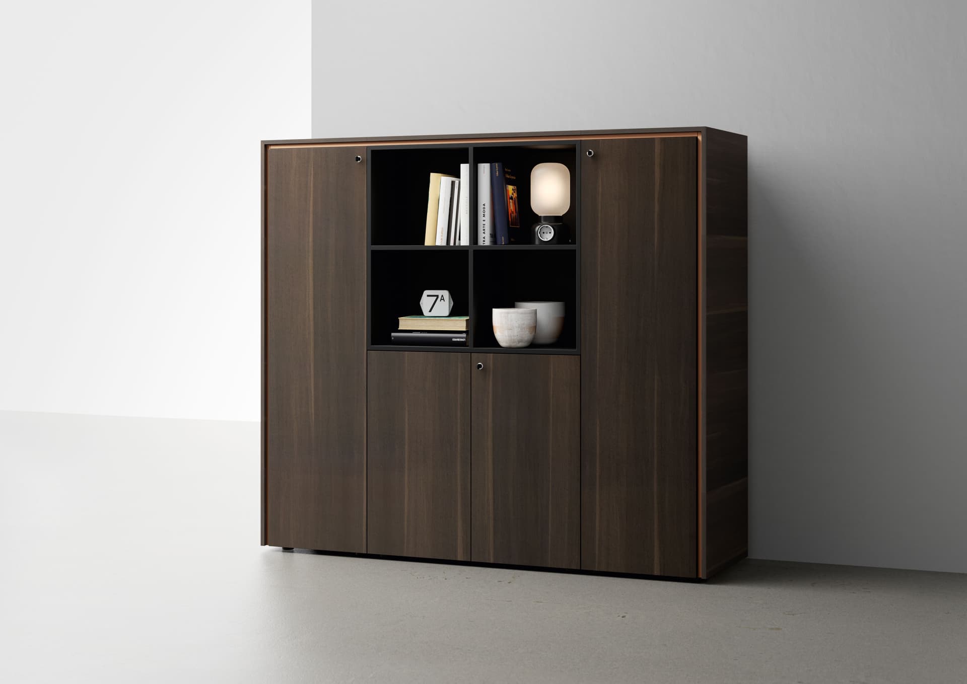 About Office
FRAME
Wooden office storage unit with hinged doors