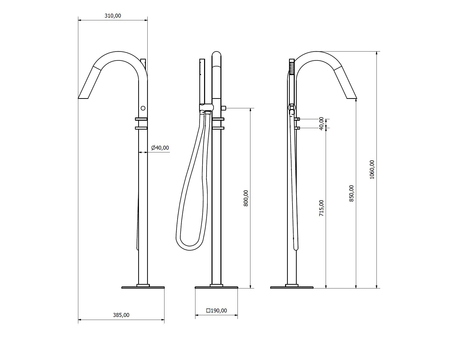Ama Luxury Shower
ATLAS
Floor standing hydroprogressive stainless steel washbasin mixer