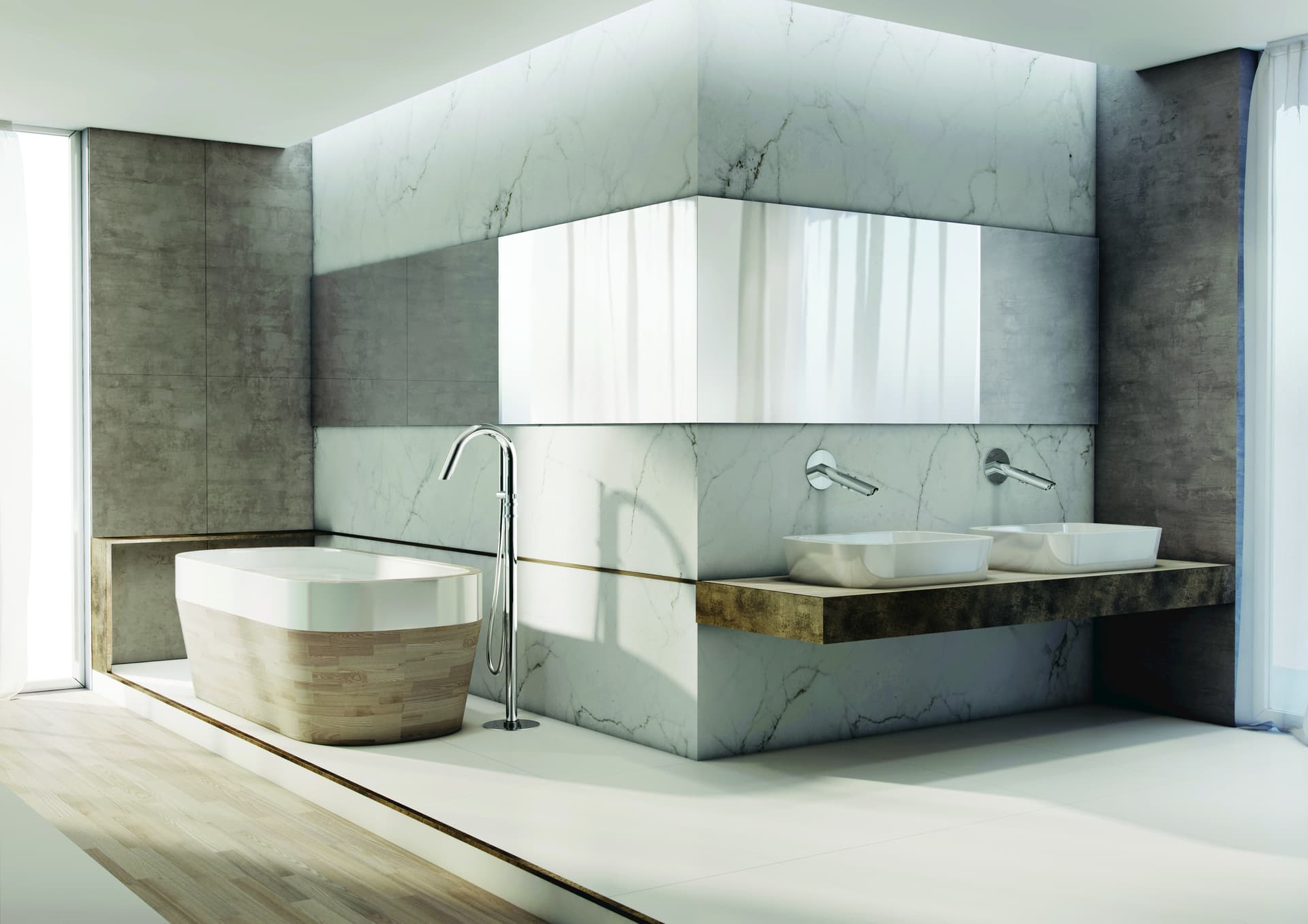 Ama Luxury Shower
ATLAS
Wall-mounted hydroprogressive stainless steel washbasin mixer