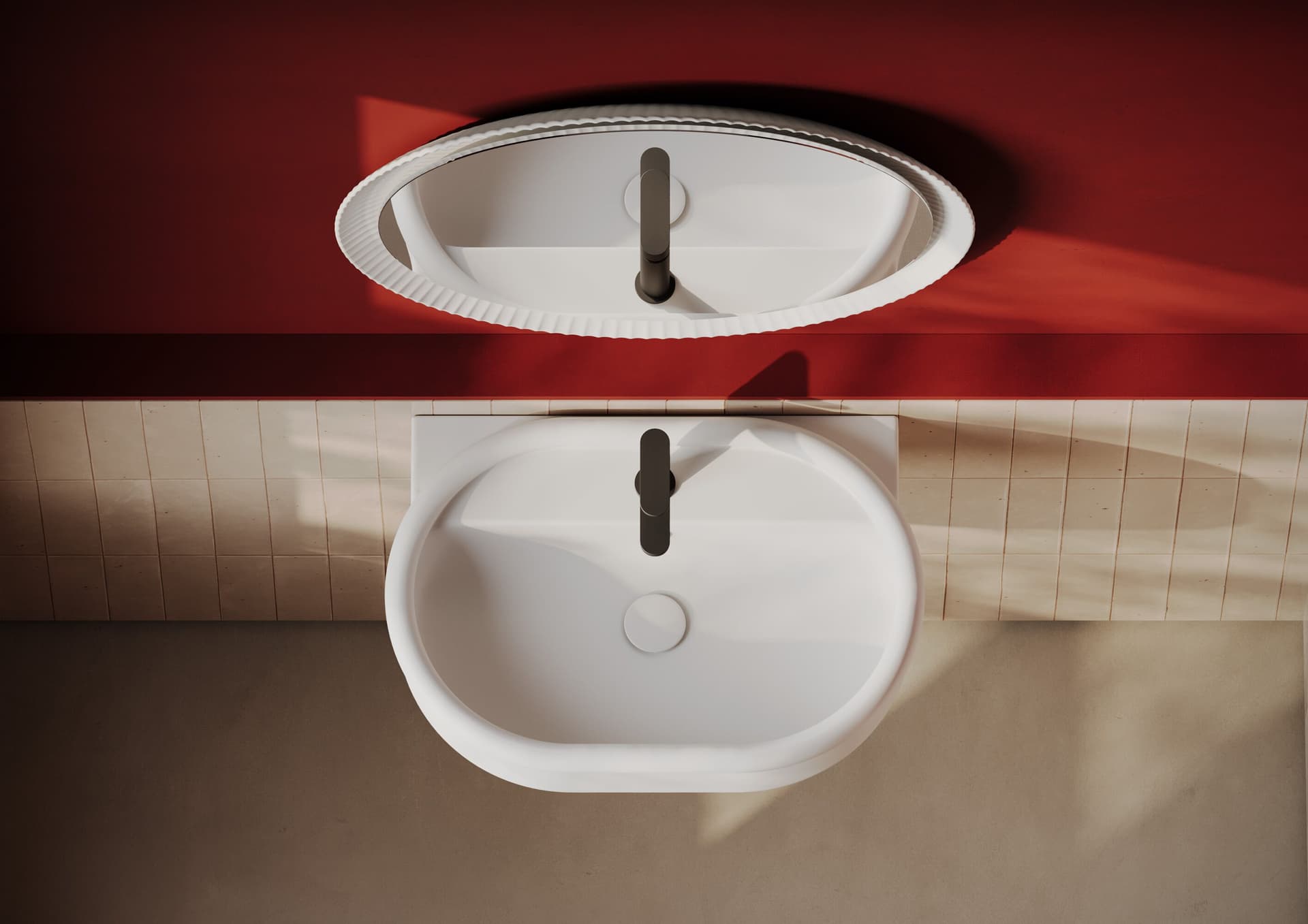 Artceram
BRERA
Wall-mounted oval ceramic washbasin with overflow and tap hole