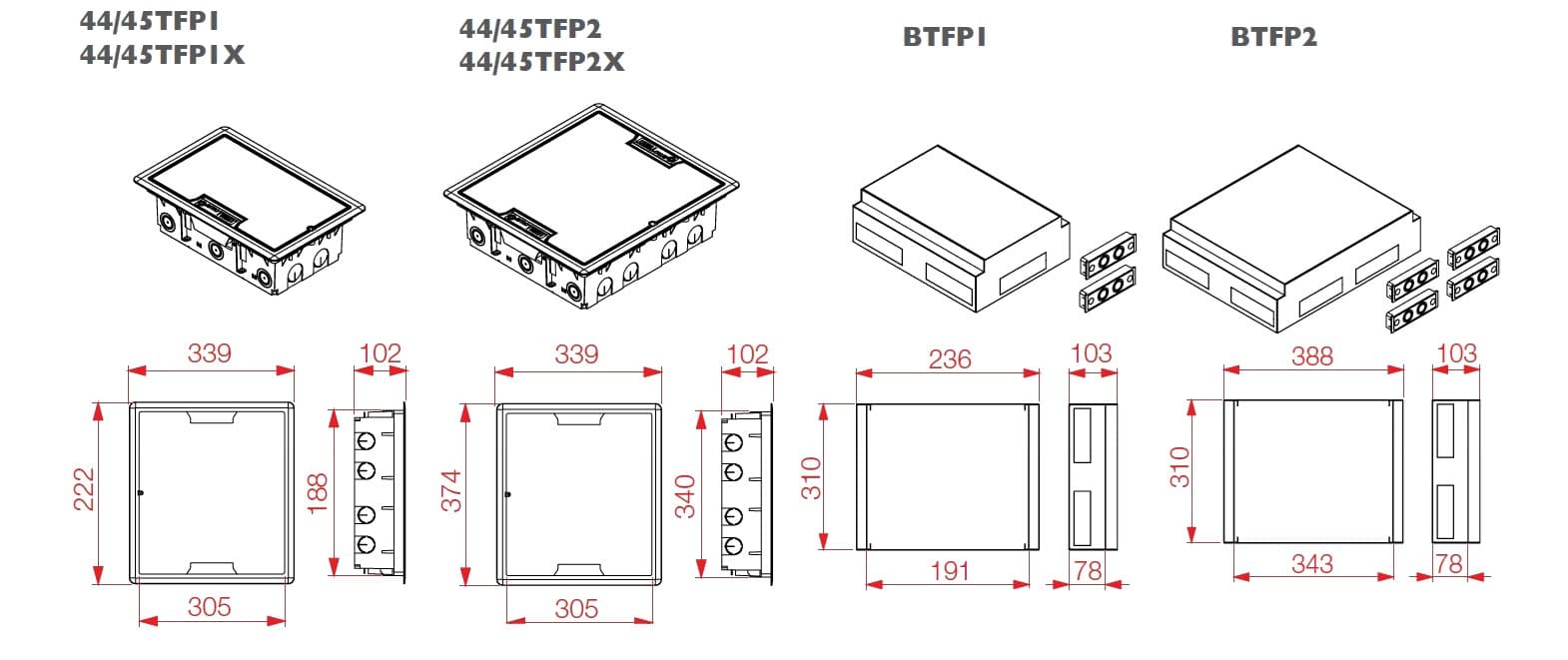 AVE
RECESSED FLOOR DISTRIBUTION BOXES
Recessed floor distribution boxes