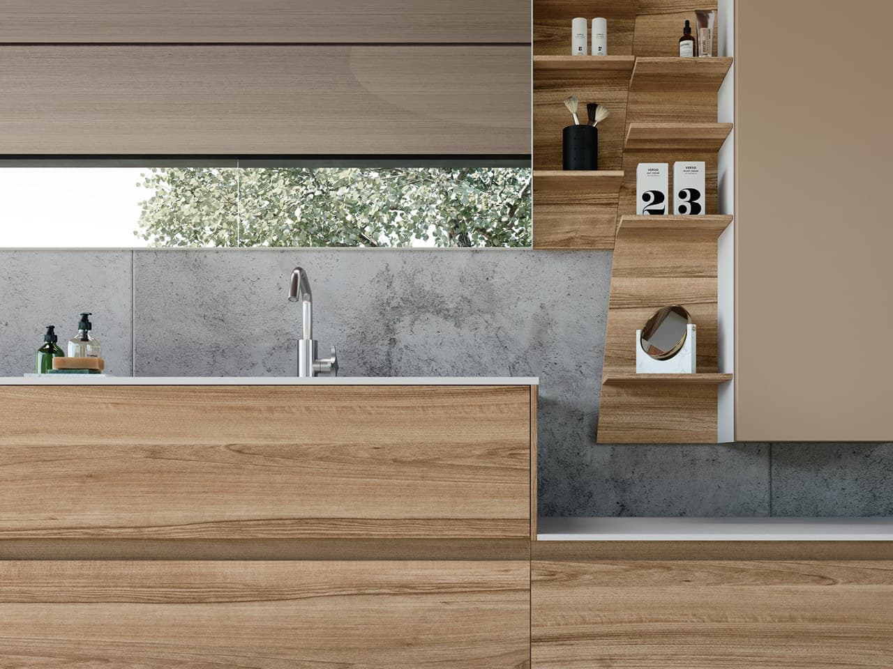 Azzurra Group
ALL 10
Sectional laminate vanity unit with integrated washbasin