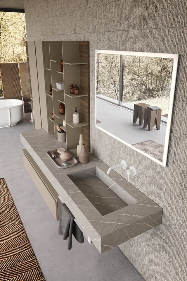 Azzurra Group
J&T 03
Sectional laminate vanity unit with integrated washbasin