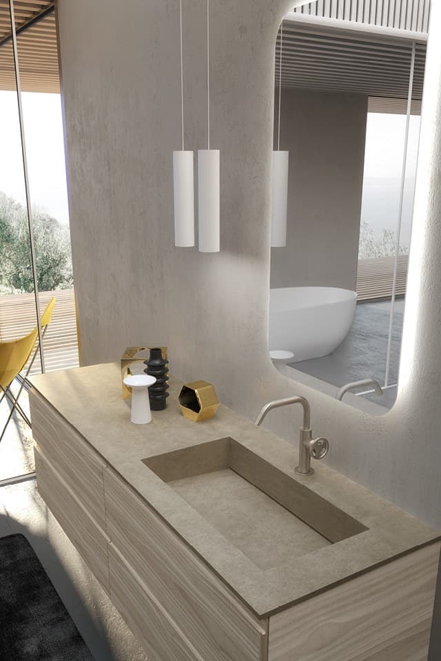Azzurra Group
J&T 06
Sectional laminate vanity unit with integrated washbasin