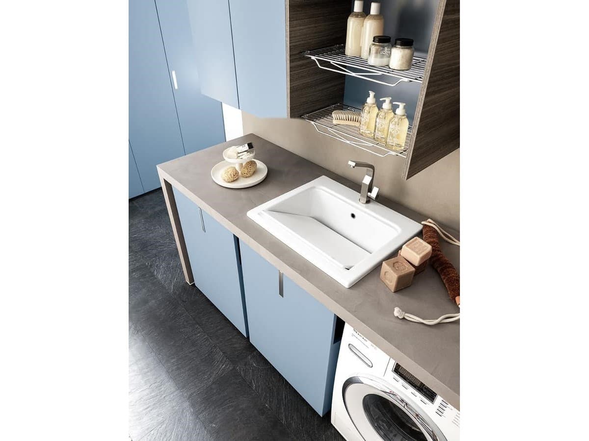 Azzurra Group
LIME WASH 01
Sectional laminate and HPL laundry room cabinet with sink