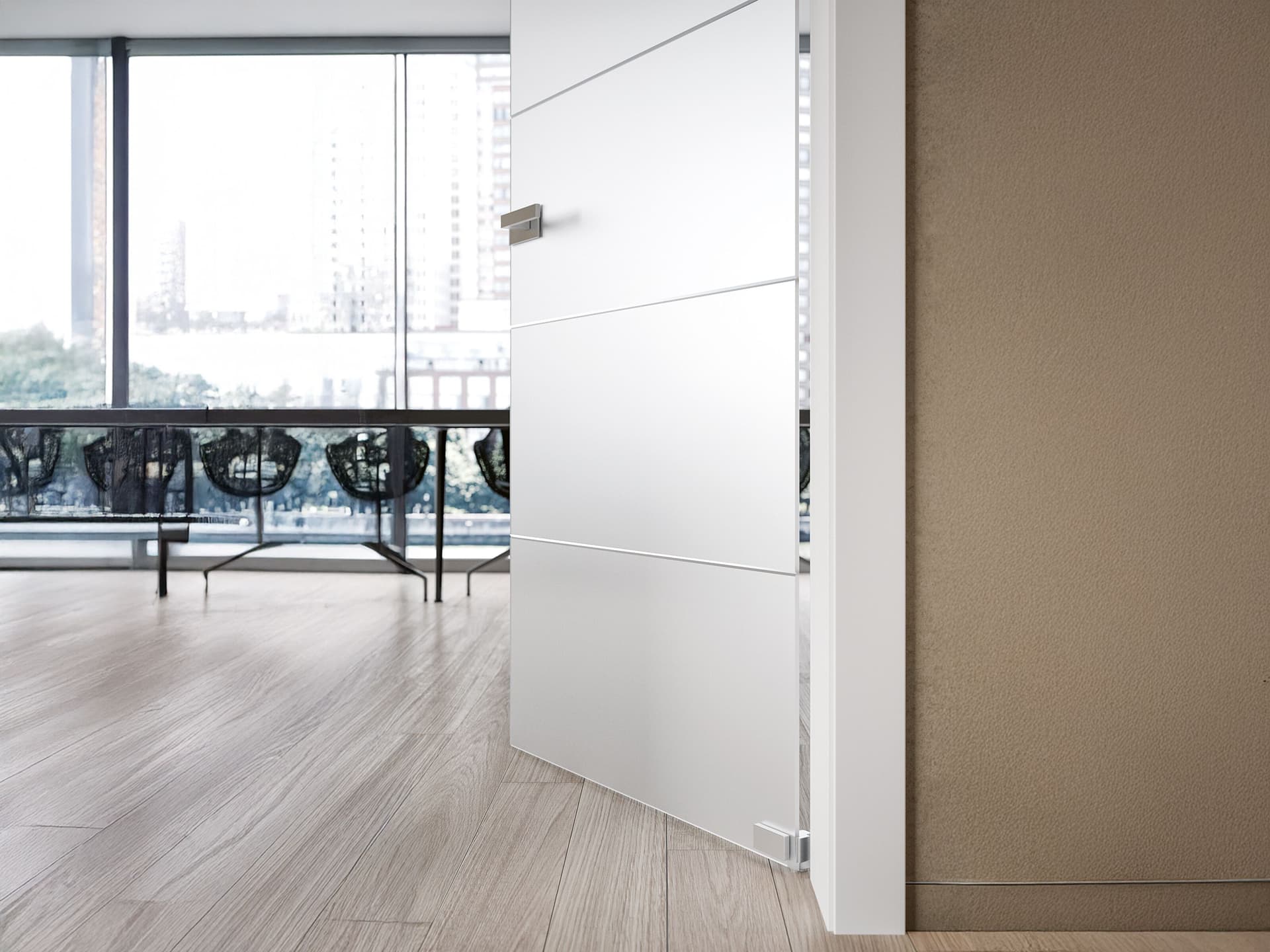 Bertolotto Porte
ALASKA 3141 FROSTED EXTRA CLEAR GLASS
Hinged glass door