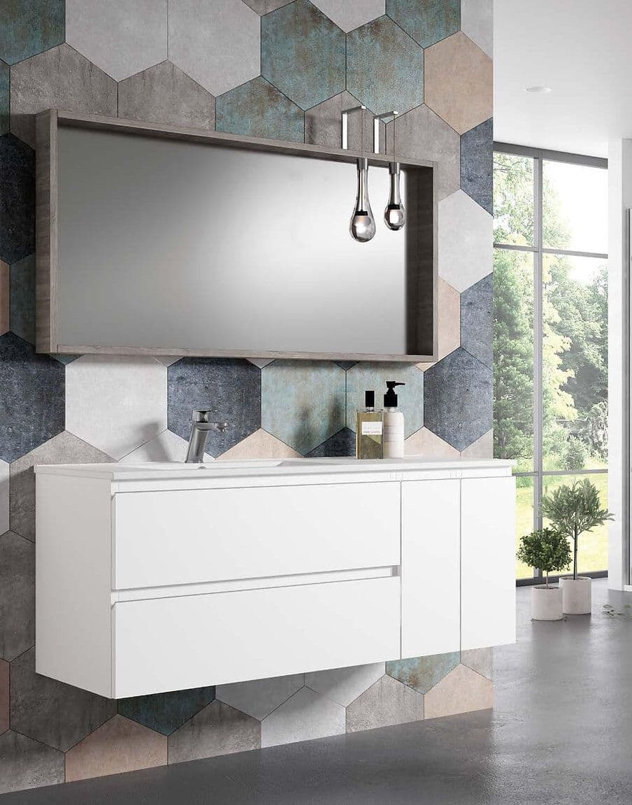 Blubbain
SET KLIMT 04
Wall-mounted vanity unit with integrated washbasin
