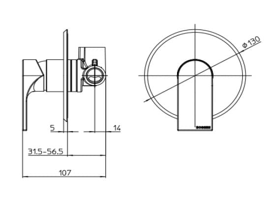 Bossini
APICE/2 1 WAY
External chromed brass shower mixer