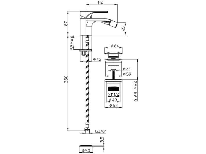 Bossini
APICE/2
Chromed brass bidet mixer