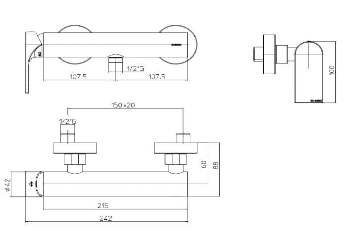 Bossini
APICE/2
External chromed brass shower mixer