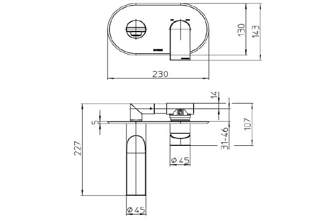 Bossini
APICE/2
Wall-mounted chromed brass washbasin mixer