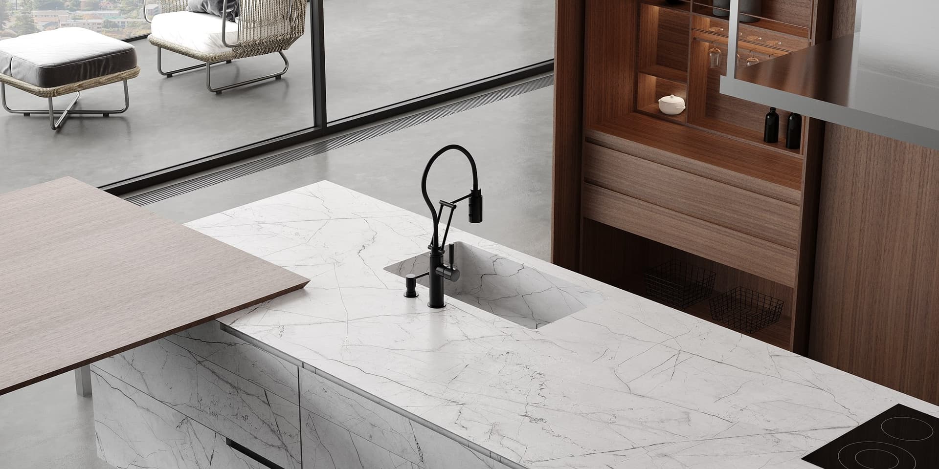 BT45
BT45 PH
Carrara marble kitchen with island