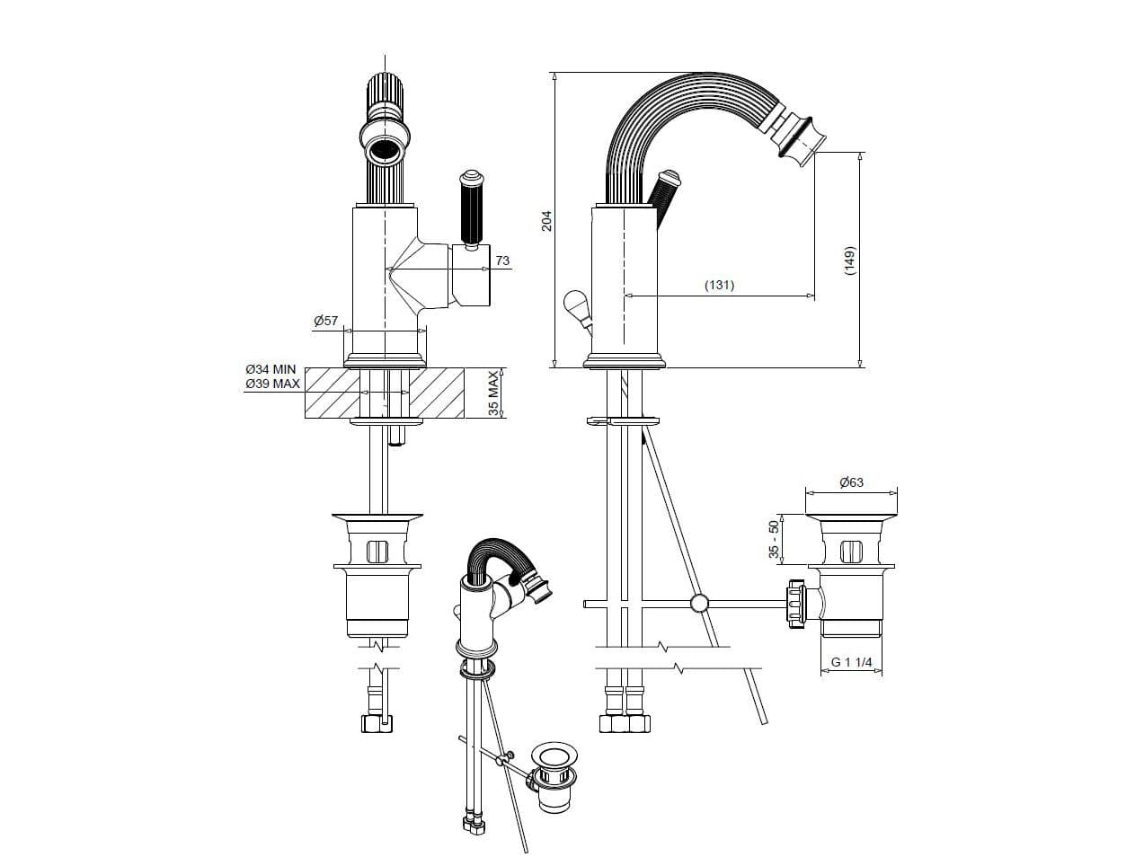 Bugnatese
ATHENA 8523
Countertop chromed brass bidet mixer