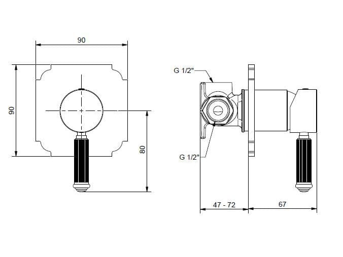 Bugnatese
ATHENA 8530
Chromed brass shower mixer