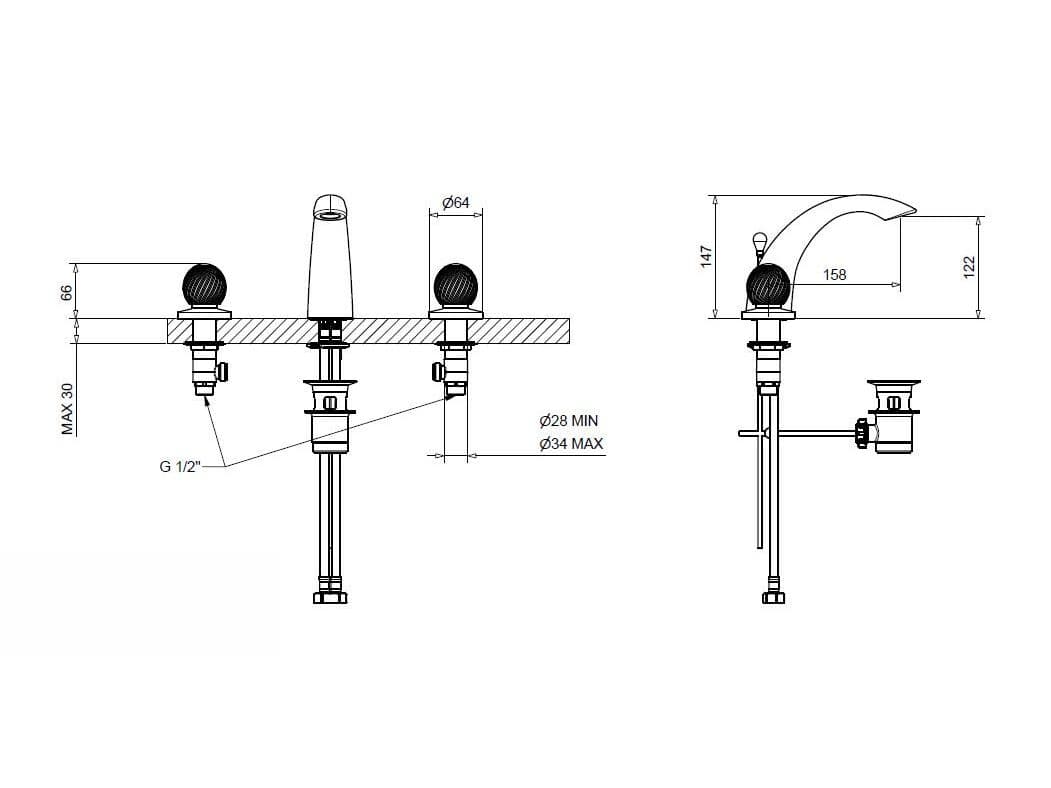 Bugnatese
AXO 612M
Countertop chromed brass washbasin tap