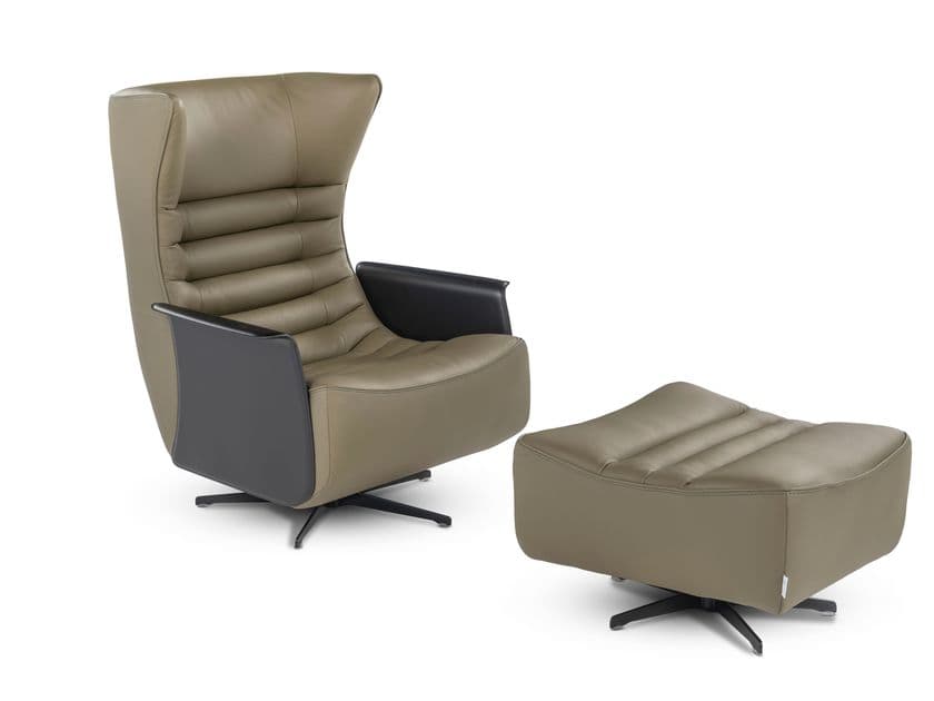 Calia Italia
GERRIT
Swivel leather armchair with spoke base with armrests
