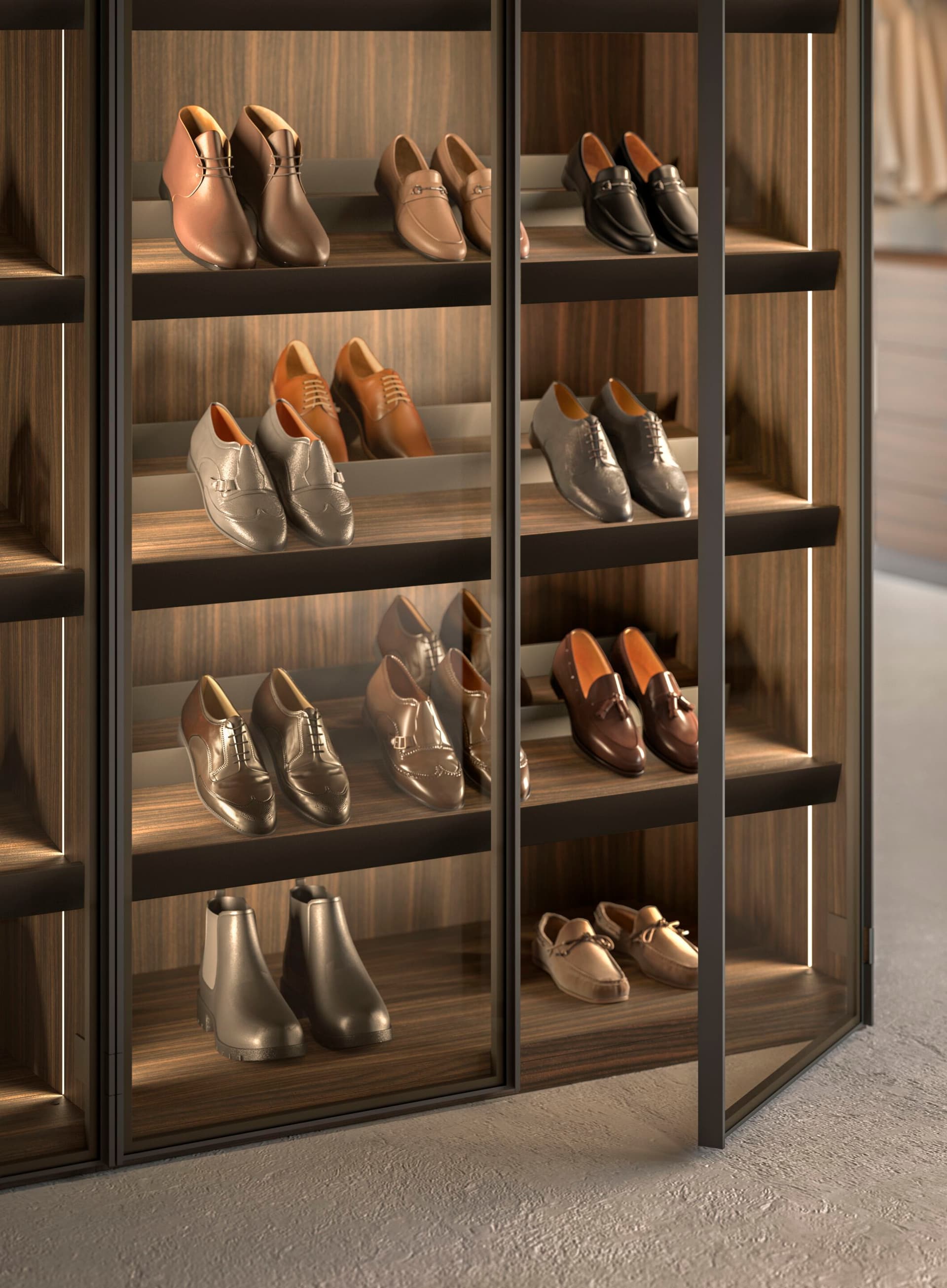Composit
ARGO 02
Wardrobe with hinged doors in wood and glass