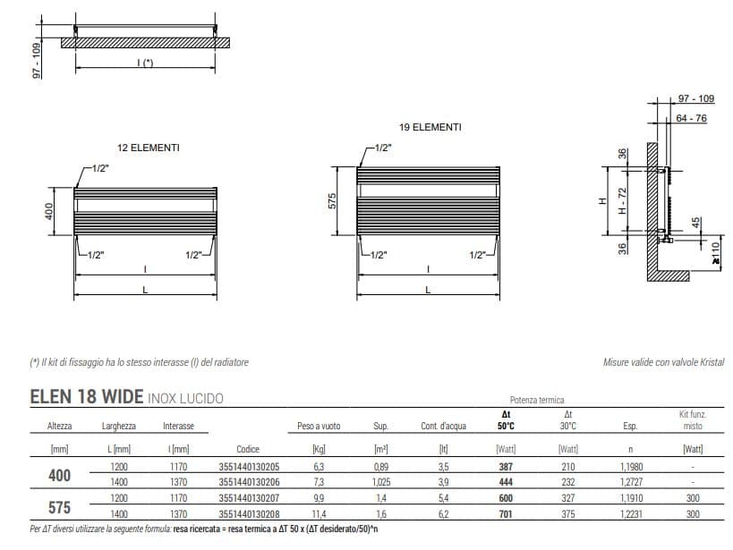 CORDIVARI
ELEN 18 WIDE
Wall-mounted horizontal towel warmer
