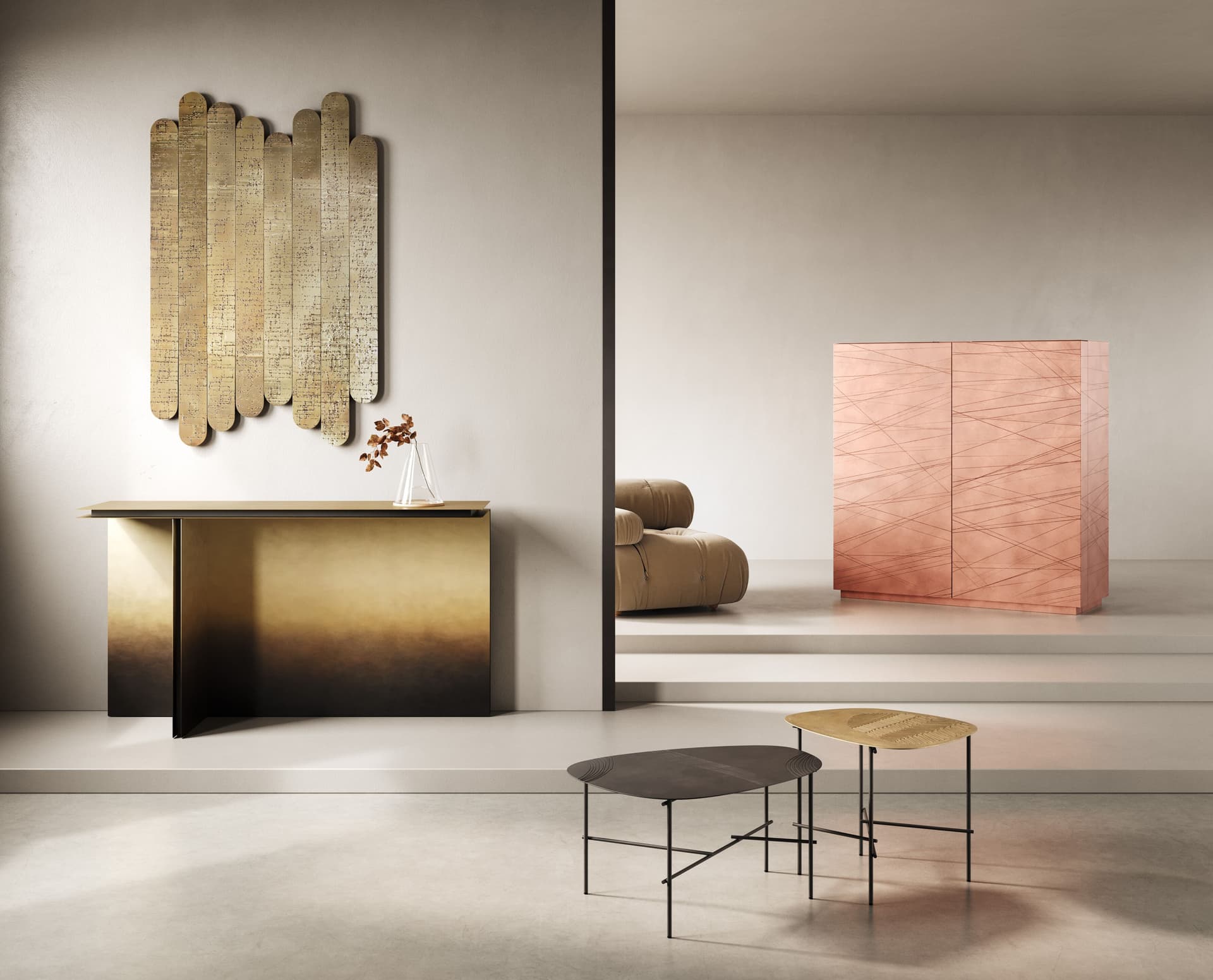 DE CASTELLI
FOLIO
Rectangular brass console table