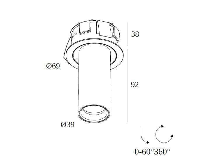 Deltalight
SPY II 39 DOME CLIP FOCUS
Recessed LED adjustable spotlight