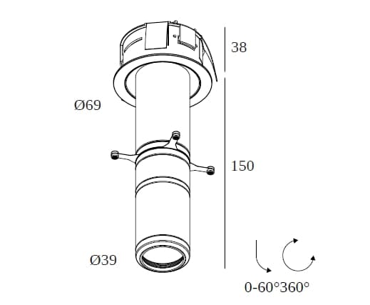 Deltalight
SPY II 39 DOME CLIP FRAMER
Adjustable LED recessed spotlight