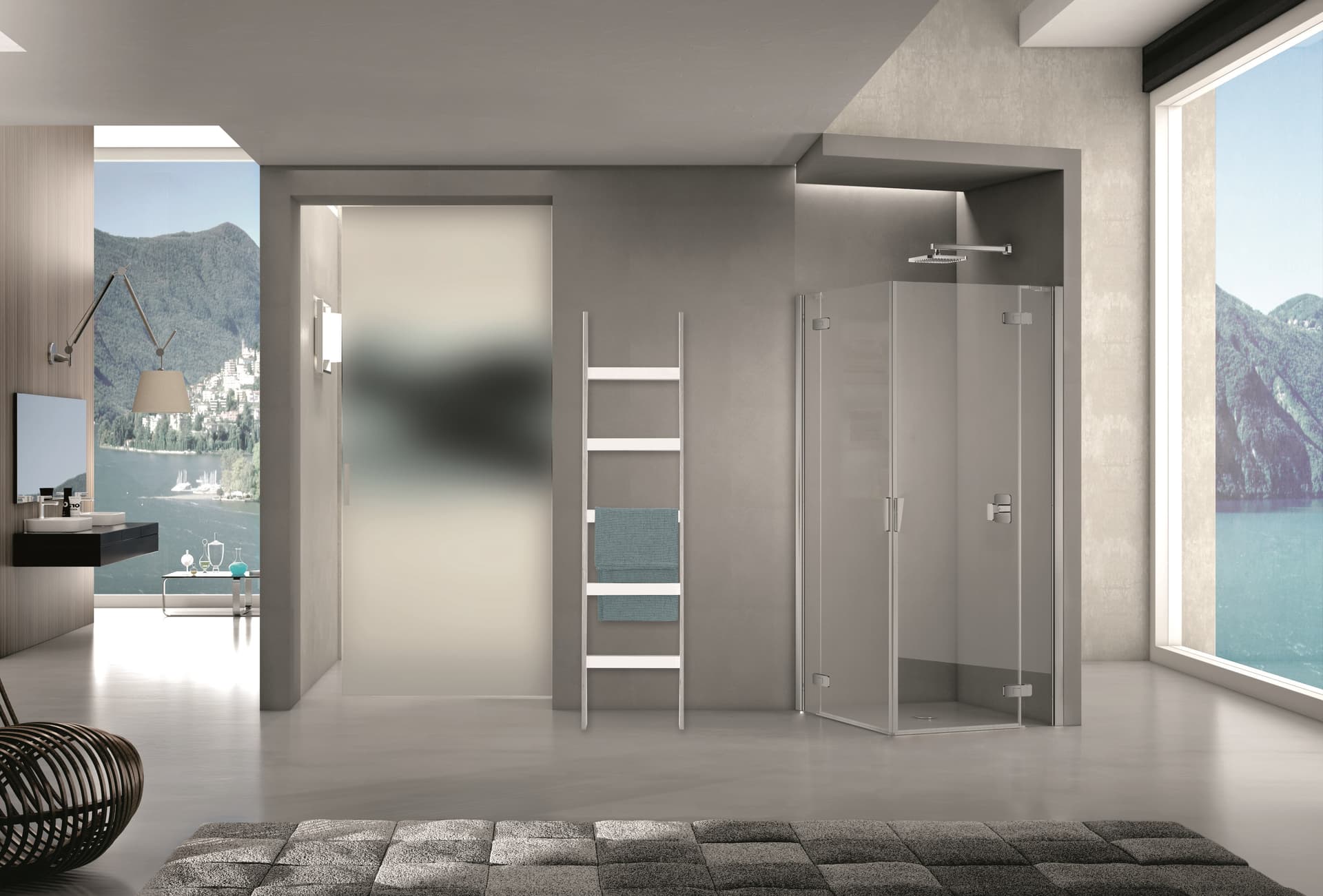 Duka
PURA 5000
Glass and aluminium shower cabin with hinged door