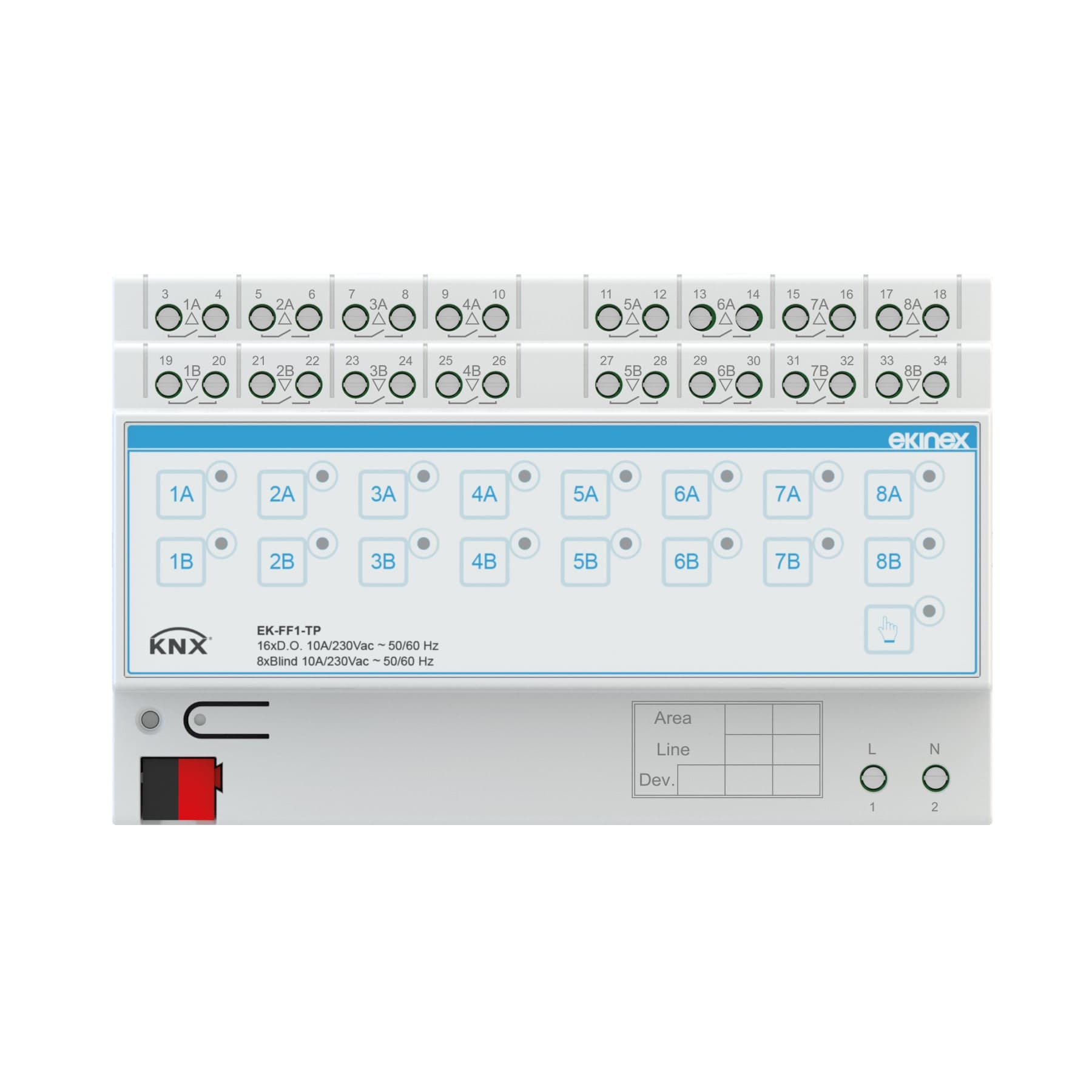 EKINEX
EKINEX® EK-FF1-TP
16-fold binary output / 8-fold blind actuator