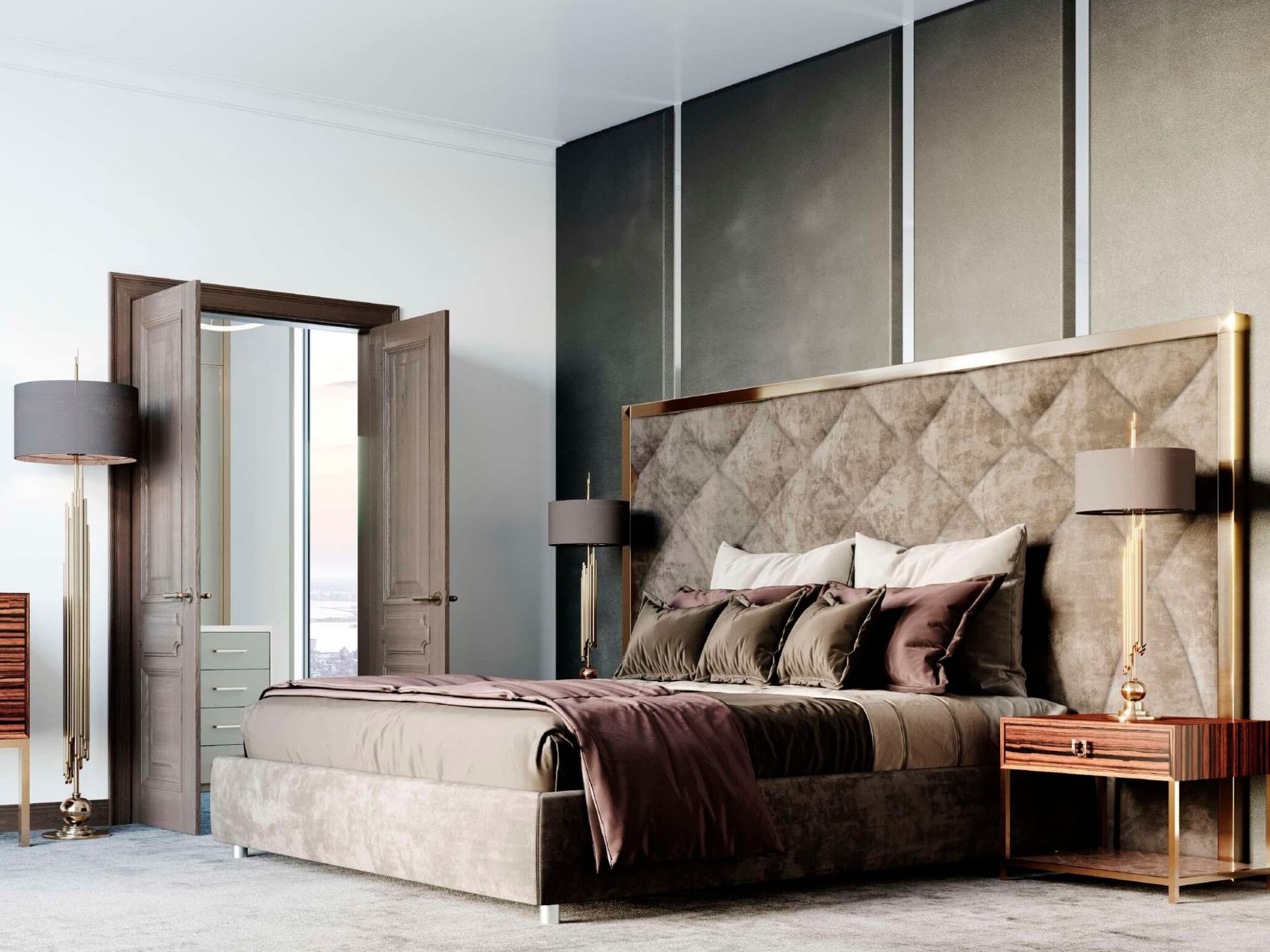 EUPHORIA
NAME
Wooden double bed with upholstered headboard