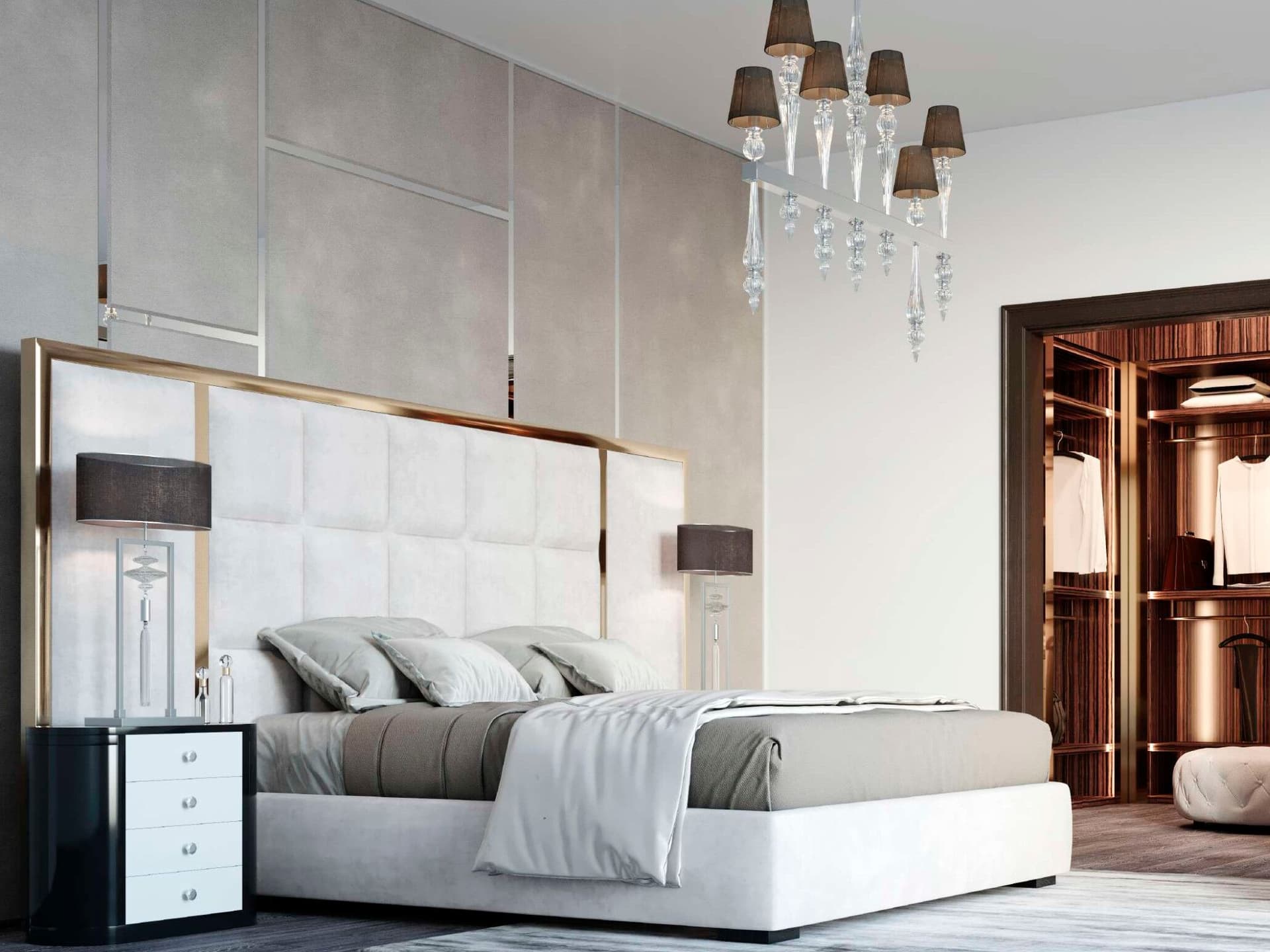EUPHORIA
PADDE
Wooden double bed with upholstered headboard