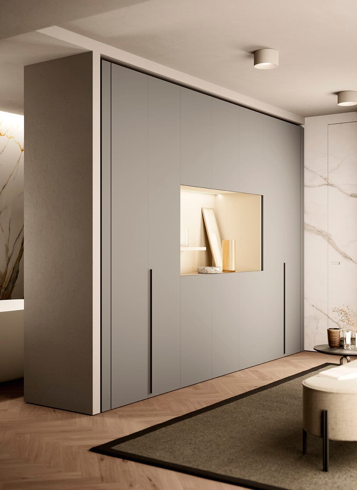 Febal Casa
Daylight Niches
Wooden storage wall with niche and integrated lighting