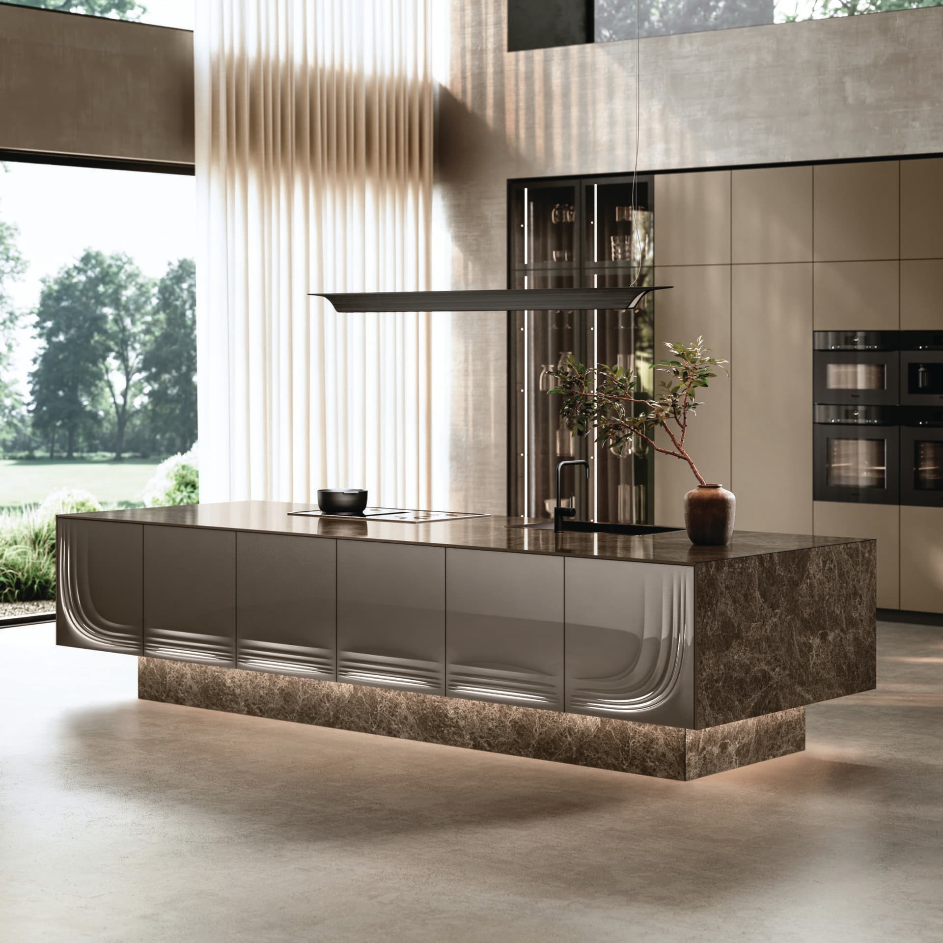 Febal Casa
ONDA
Laminam® and glass fitted kitchen with island