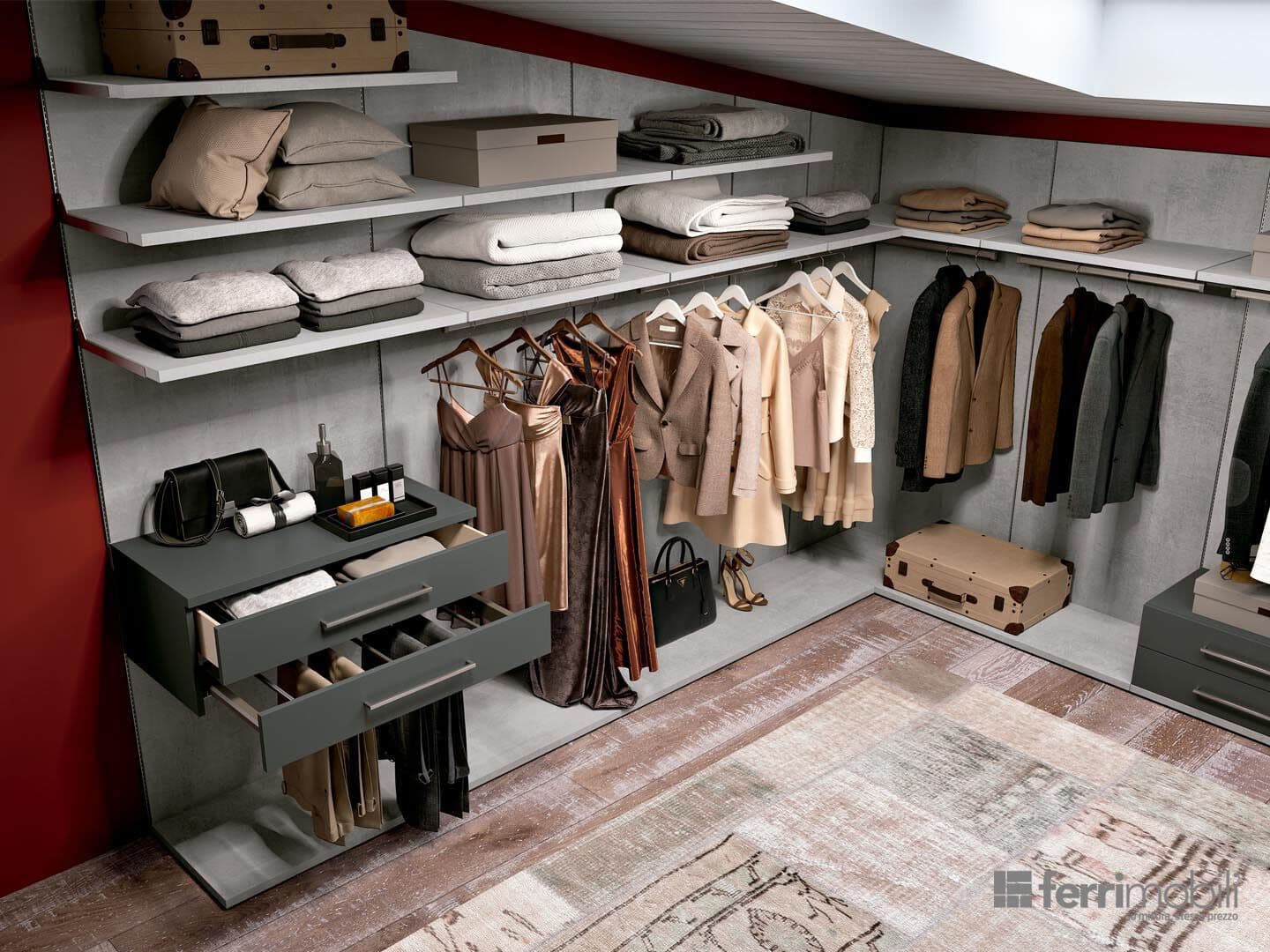 Ferrimobili
COMPOSITION 10
Corner walk-in wardrobe