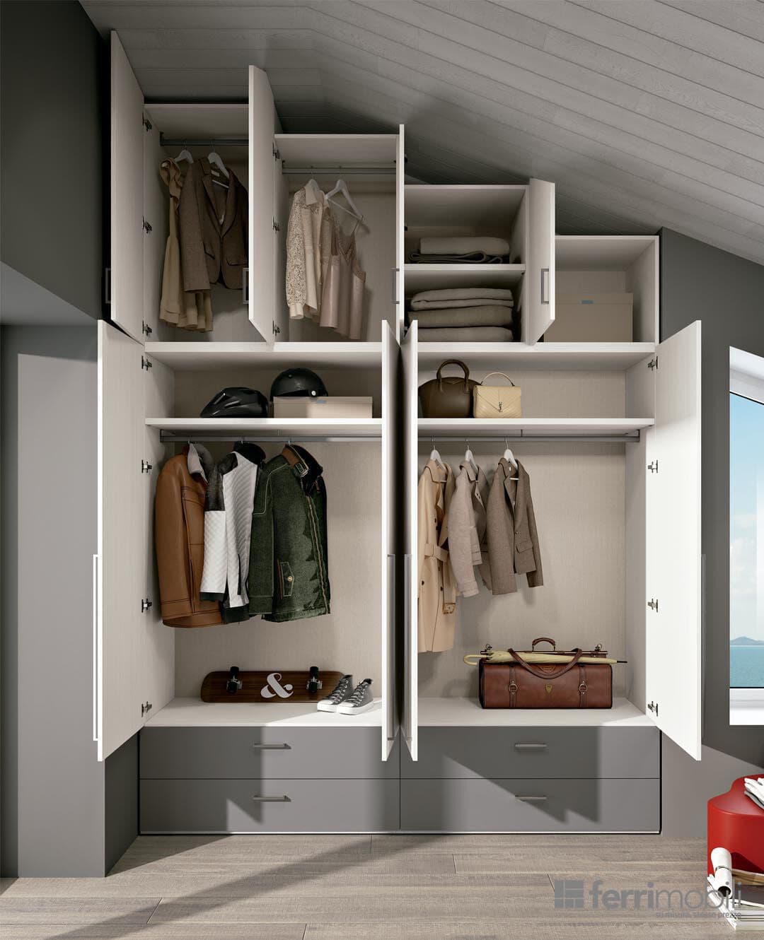 Ferrimobili
COMPOSITION 34
Partially sloping attic wardrobe