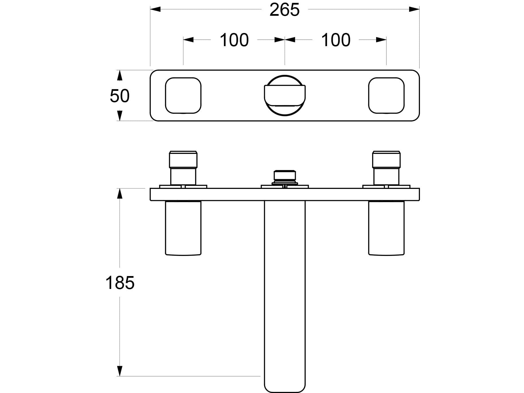 GUGLIELMI RUBINETTERIE
GX M
3 hole wall-mounted washbasin tap