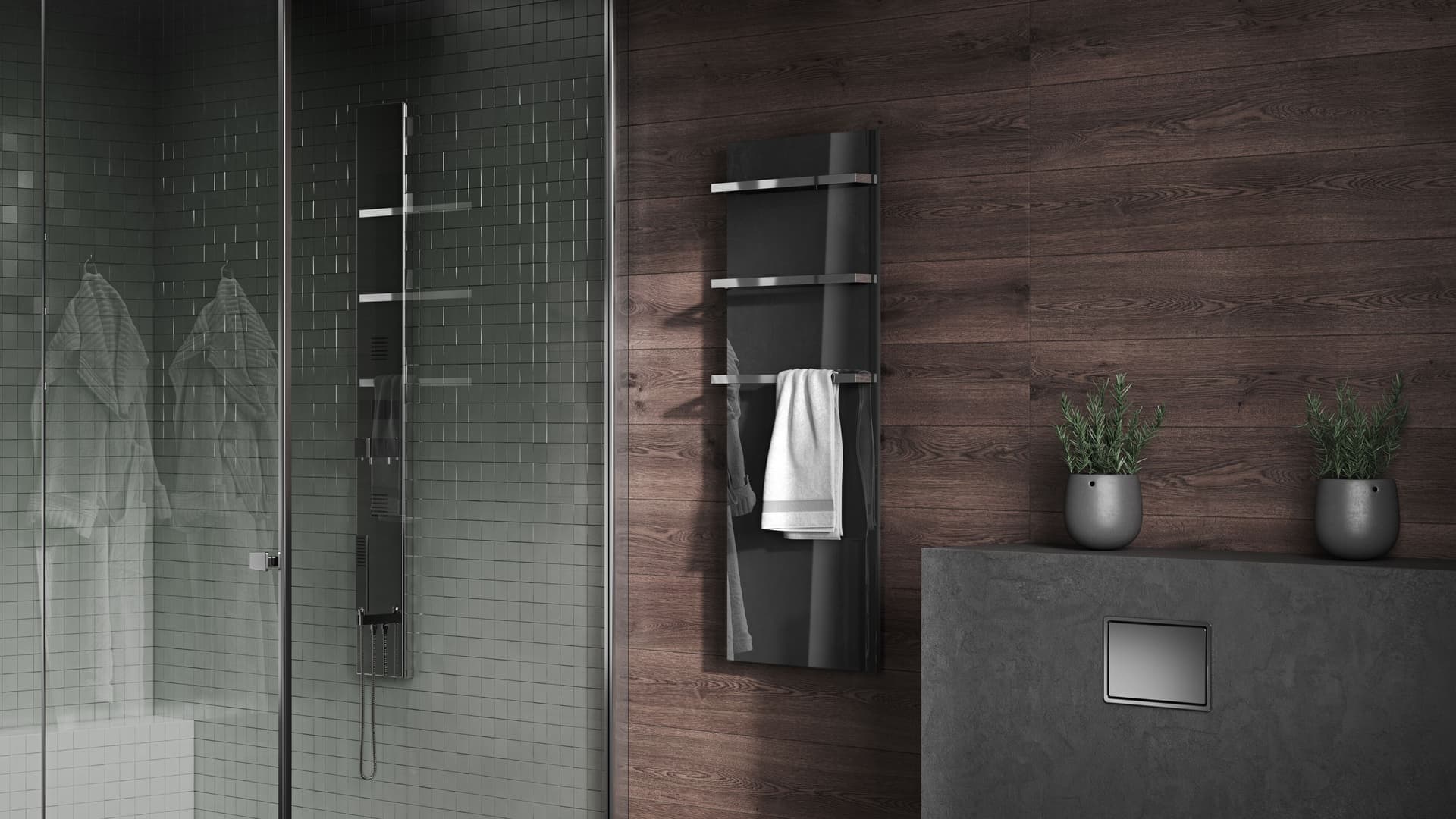 HYBRO ONYX S 3M B - Стеклянный полотенцесушитель