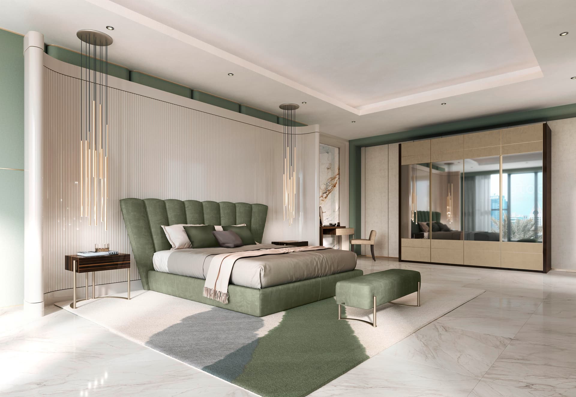 OYSTER - Двуспальная кровать с об upholstered headboard