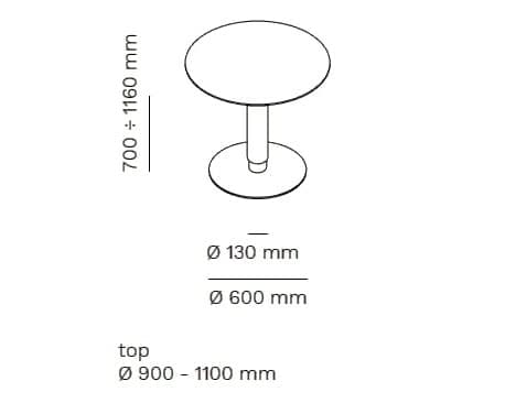 Mara
FOLLOW BREAK MONOCROMATICO
Height-adjustable round painted metal table