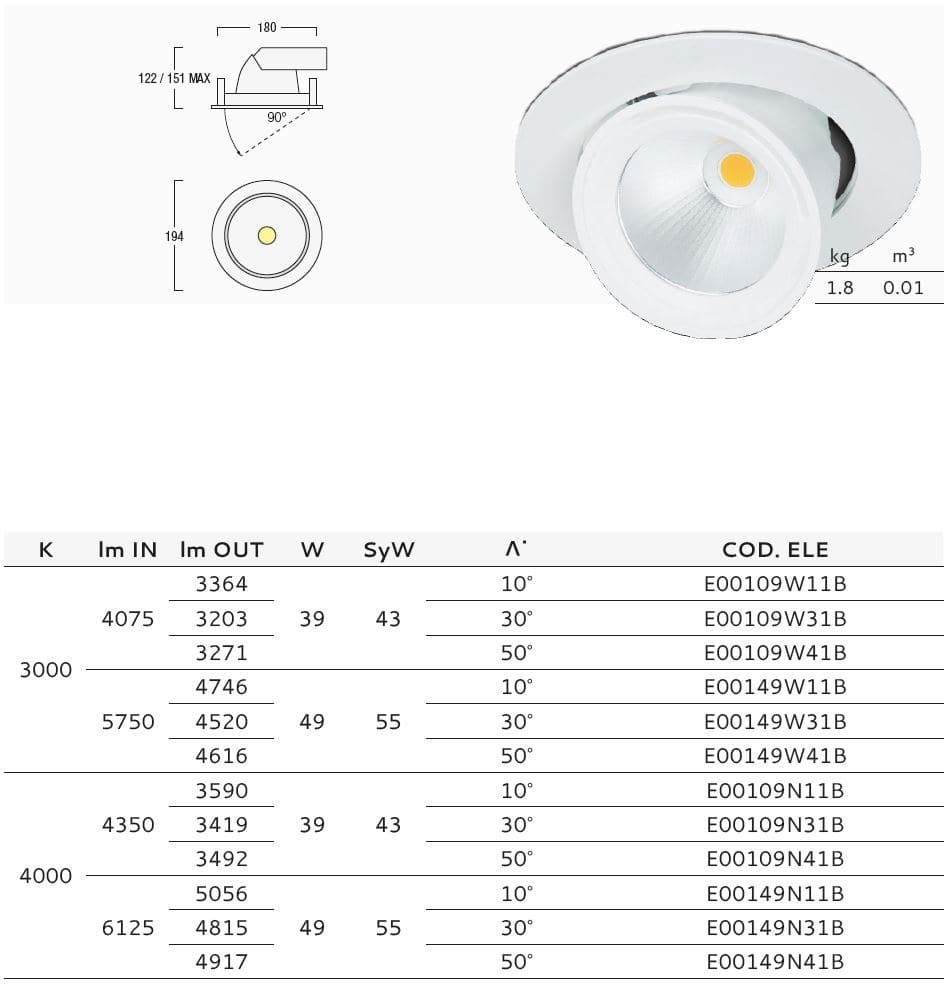 Metalmek
FL LEAN-2B
Recessed LED adjustable spotlight