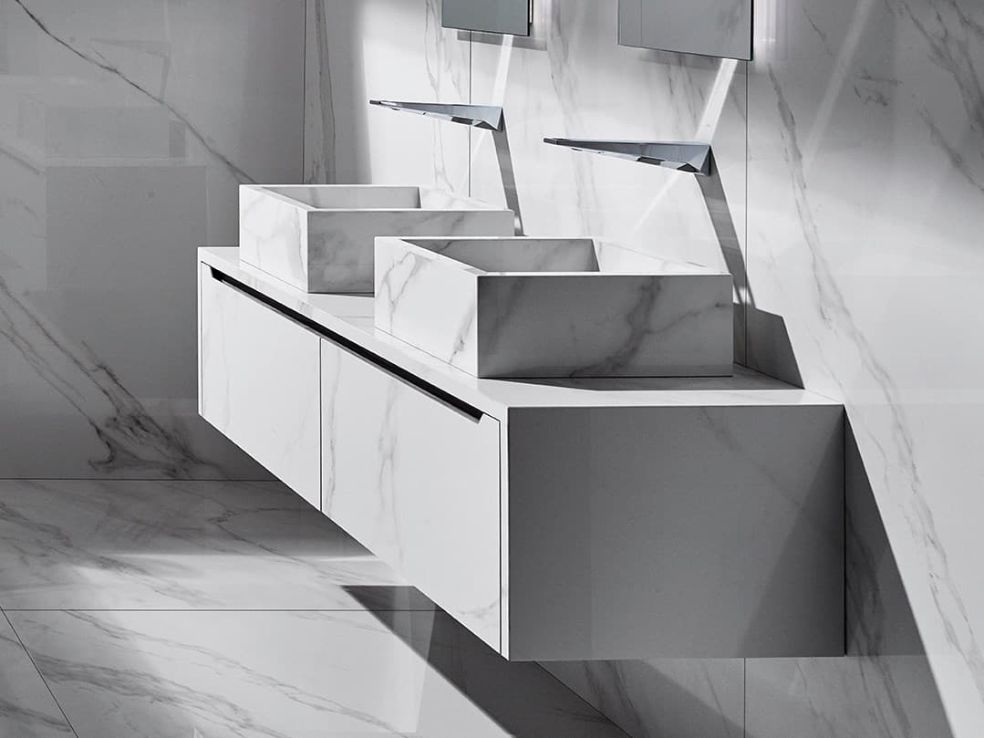 MIMIC
KEEN
Countertop laminated stoneware washbasin