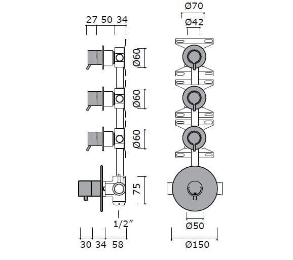 MINA
CORSIVO 11P4
Thermostatic stainless steel shower mixer