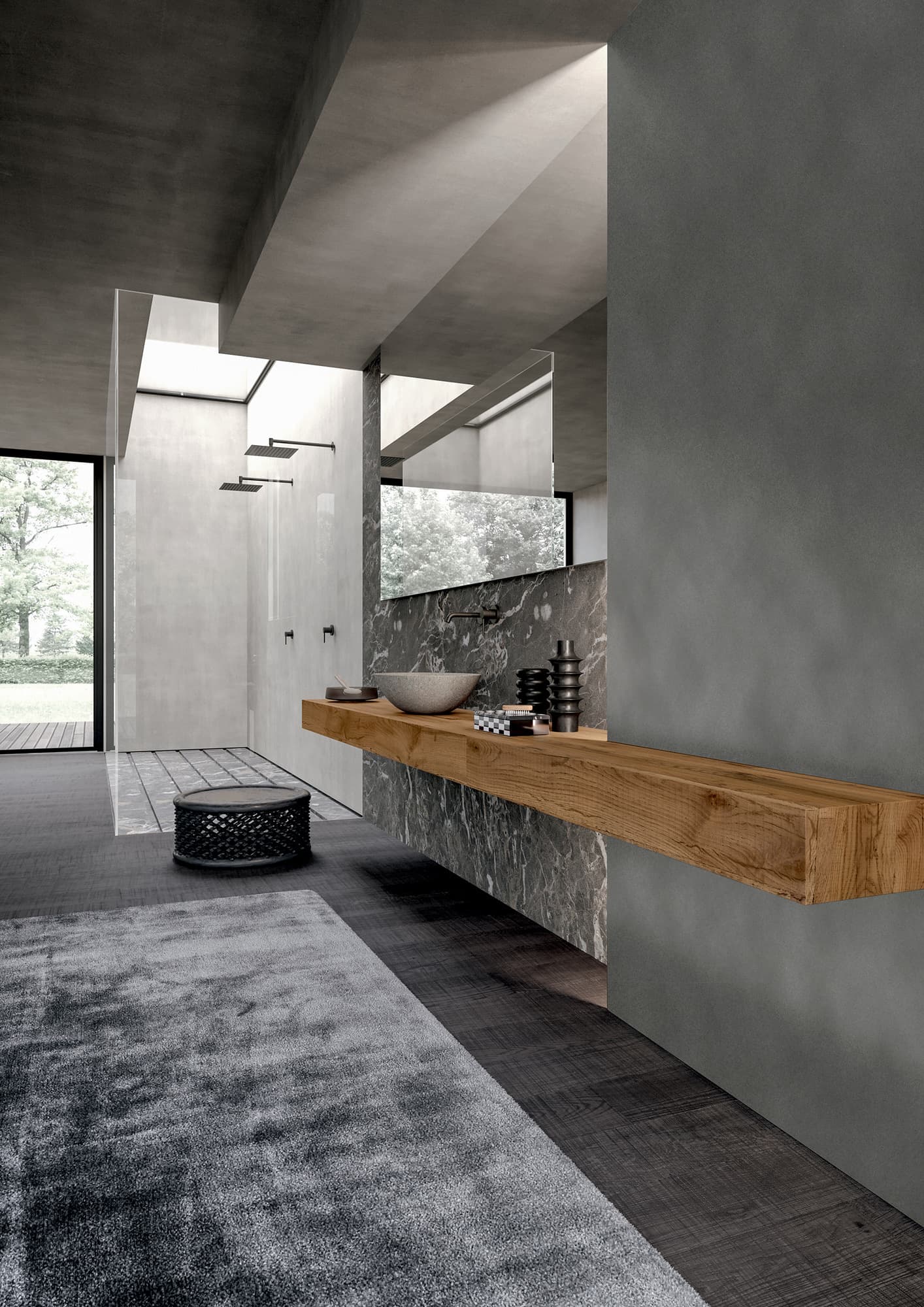 MODULNOVA
BLADE
Tall natural stone bathroom cabinet with integrated lighting