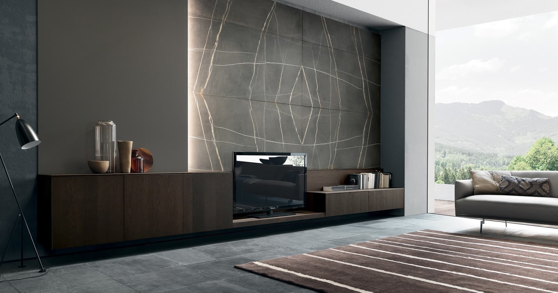 MODULNOVA
MH6
Natural stone and veneered oak TV wall system