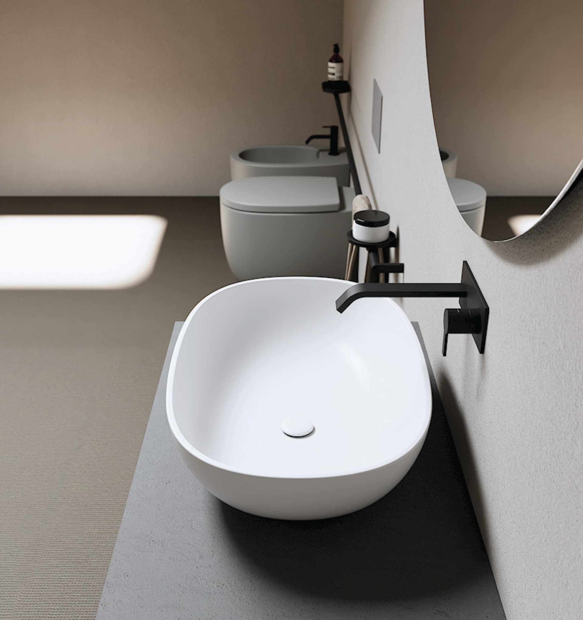 Nic
MILK EXTREM
Countertop ceramic washbasin