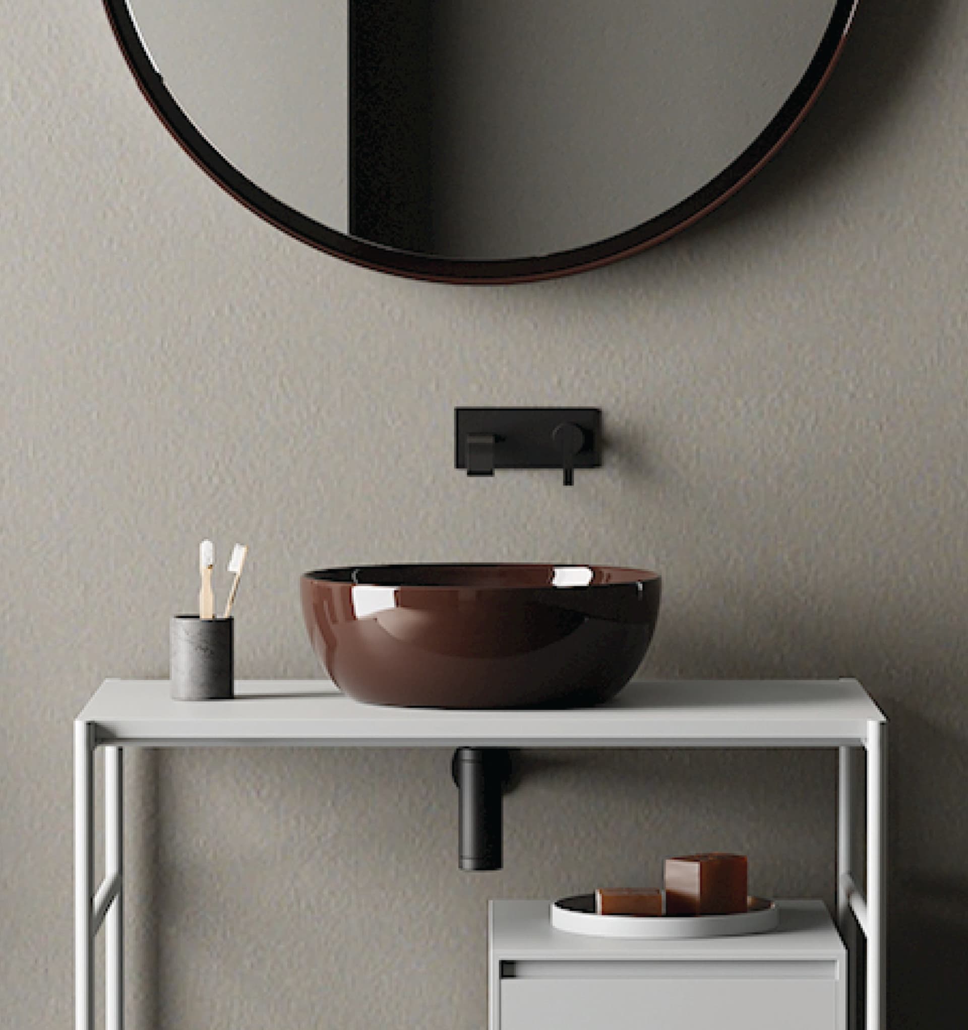 Nic
OVVIO BACINELLA
Countertop round ceramic washbasin